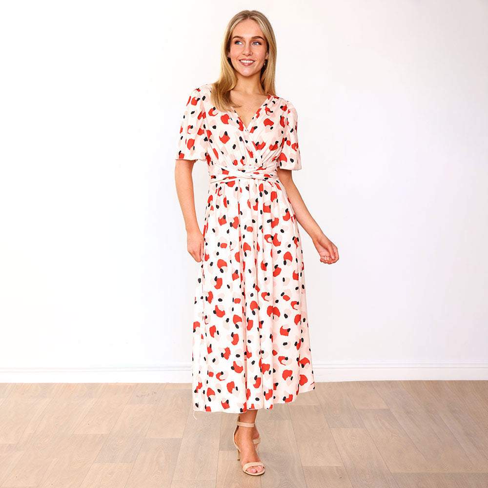 Teagan Dress (Peach Abstract)