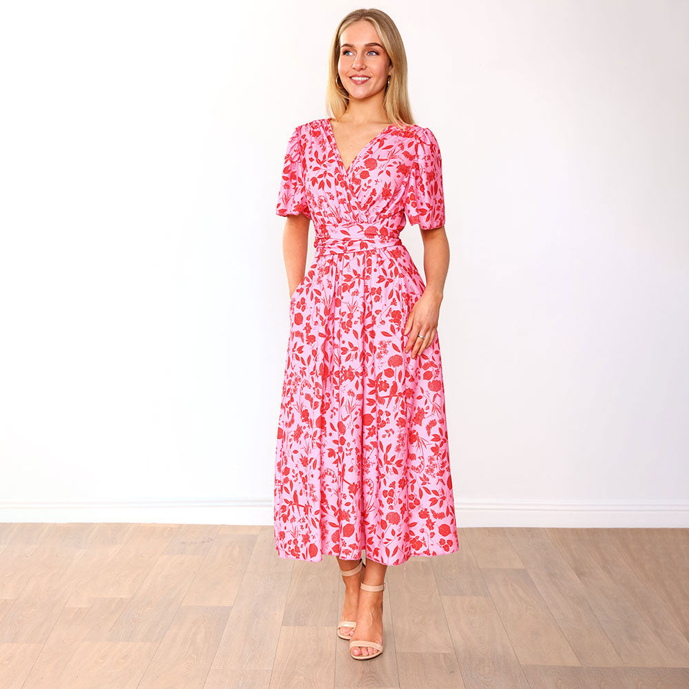 Teagan Dress (Peach Abstract) & (Pink/Red Floral)