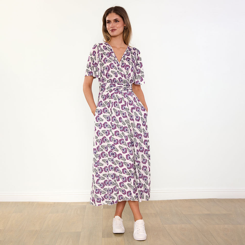 Teagan Dress in safflower lilac floral print – women's dress – view 6