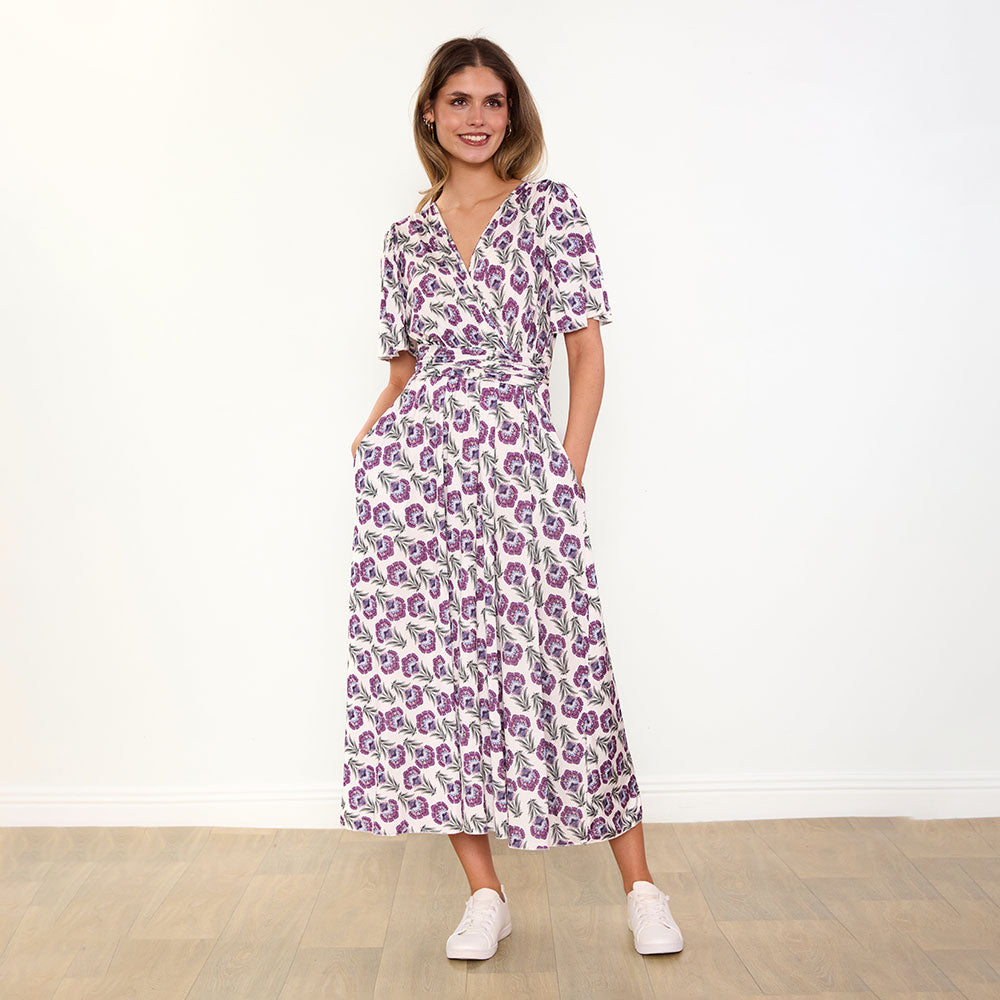 Teagan Dress in safflower lilac floral print – women's dress – view 8