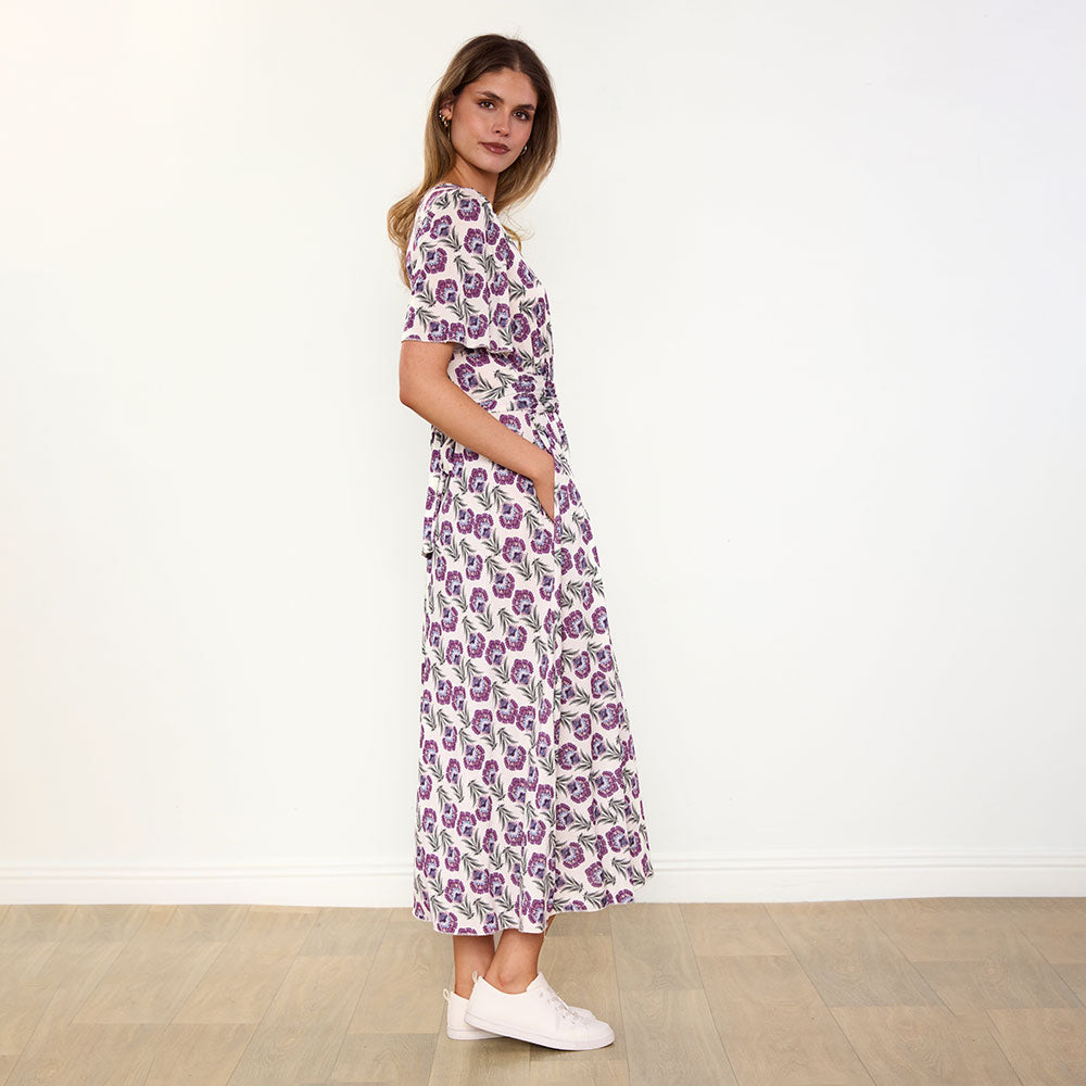 Teagan Dress in safflower lilac floral print – women's dress – view 12