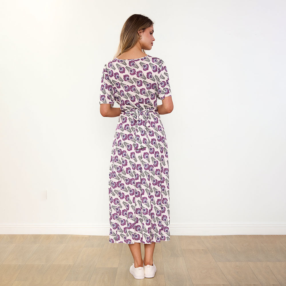 Teagan Dress in safflower lilac floral print – women's dress – view 14