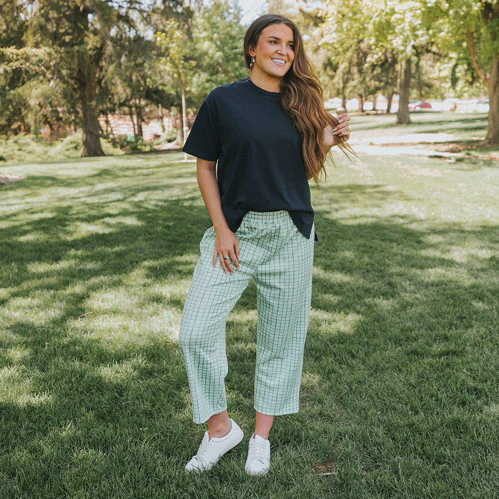 Tessa Trousers (Green Grid)