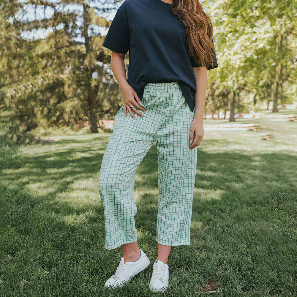 Tessa Trousers (Green Grid)