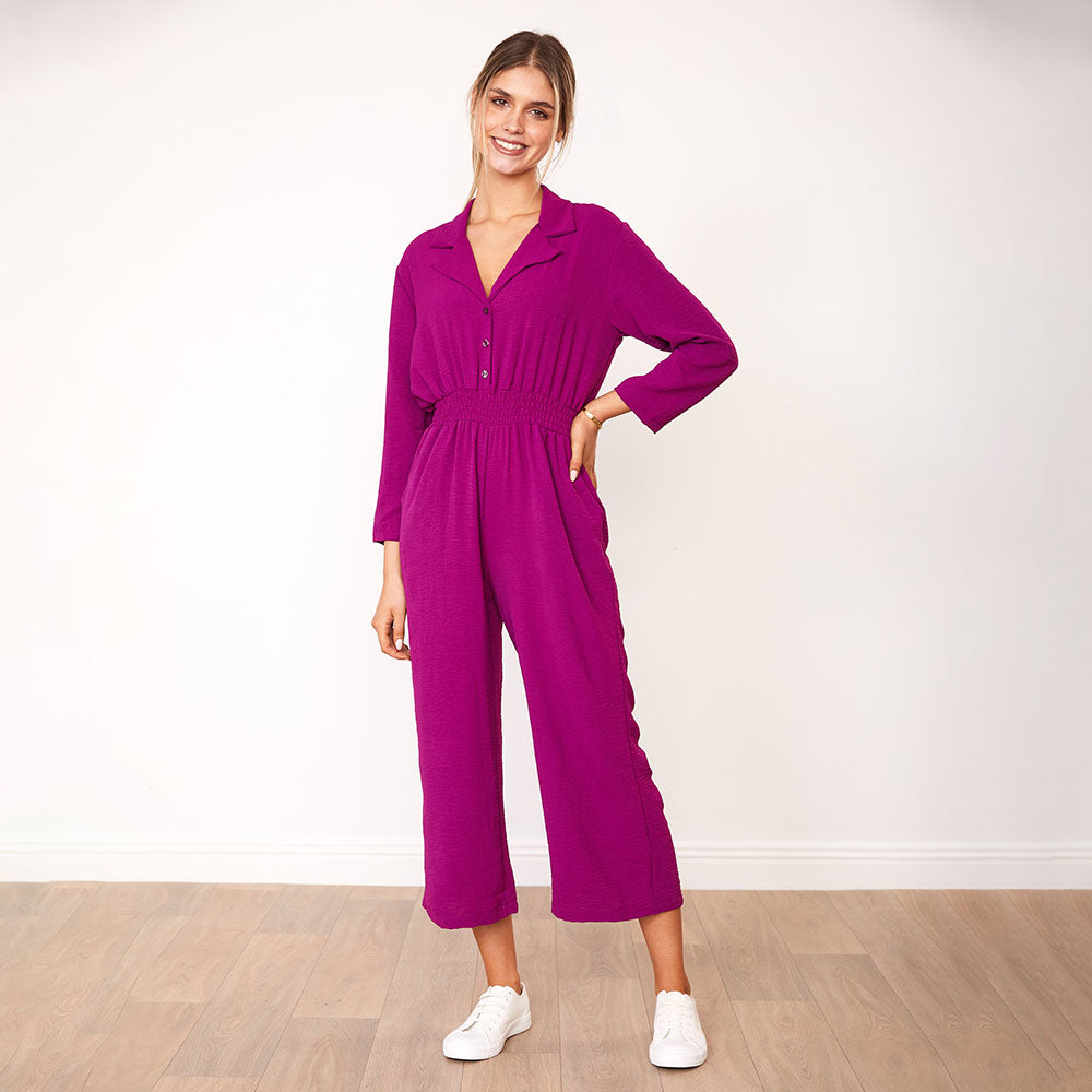 Thea Jumpsuit (Berry & Black)