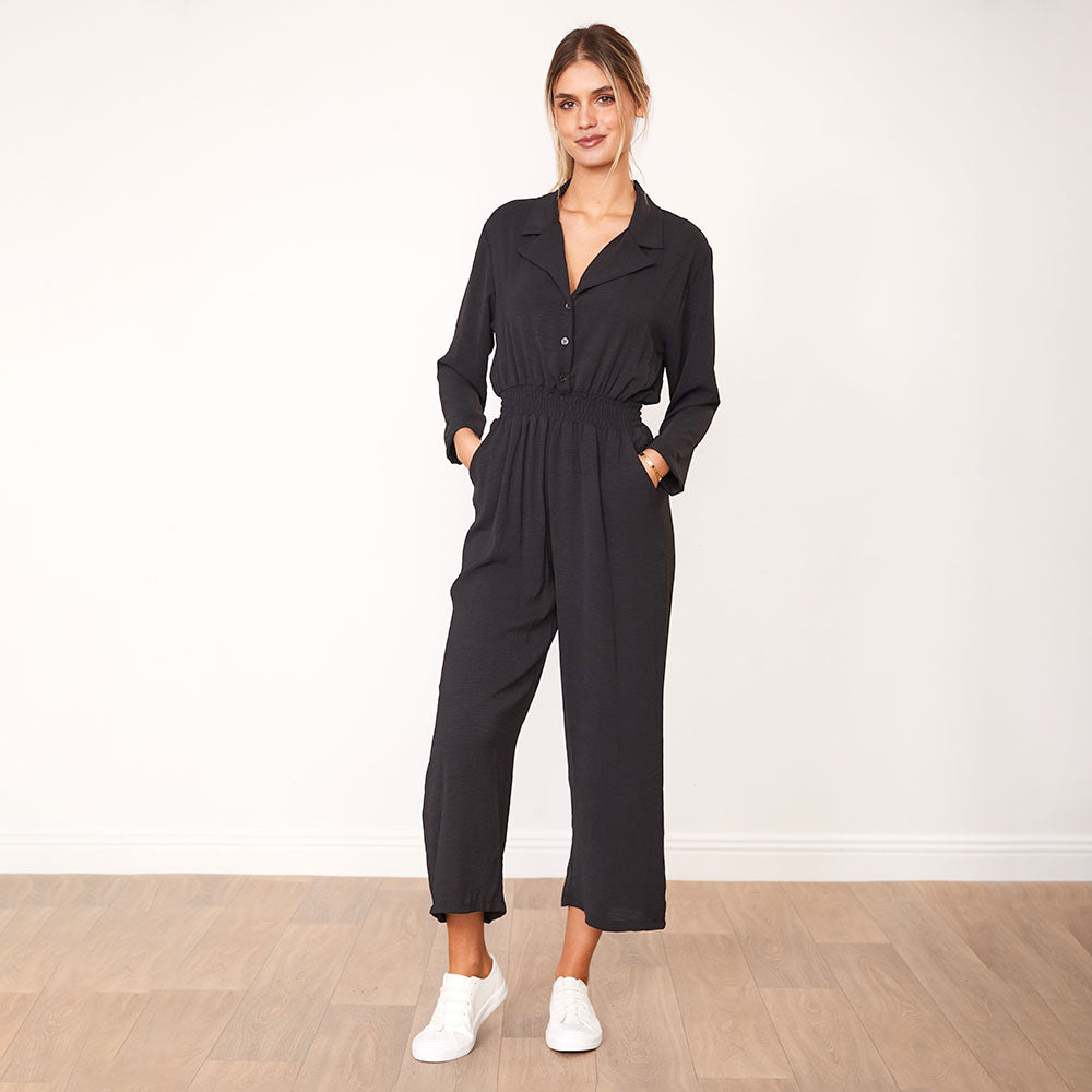 Thea Jumpsuit (Berry & Black)