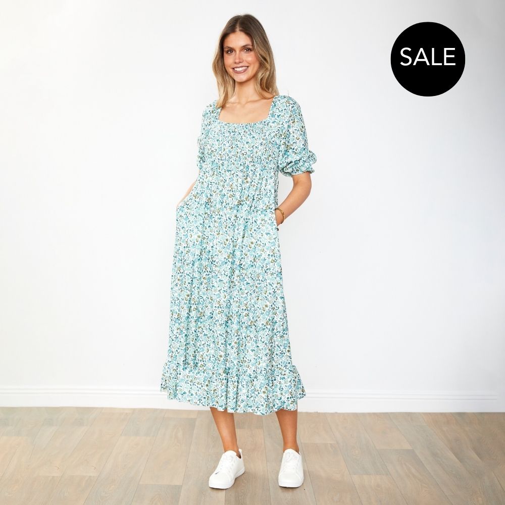 Vella Dress (Green Floral)