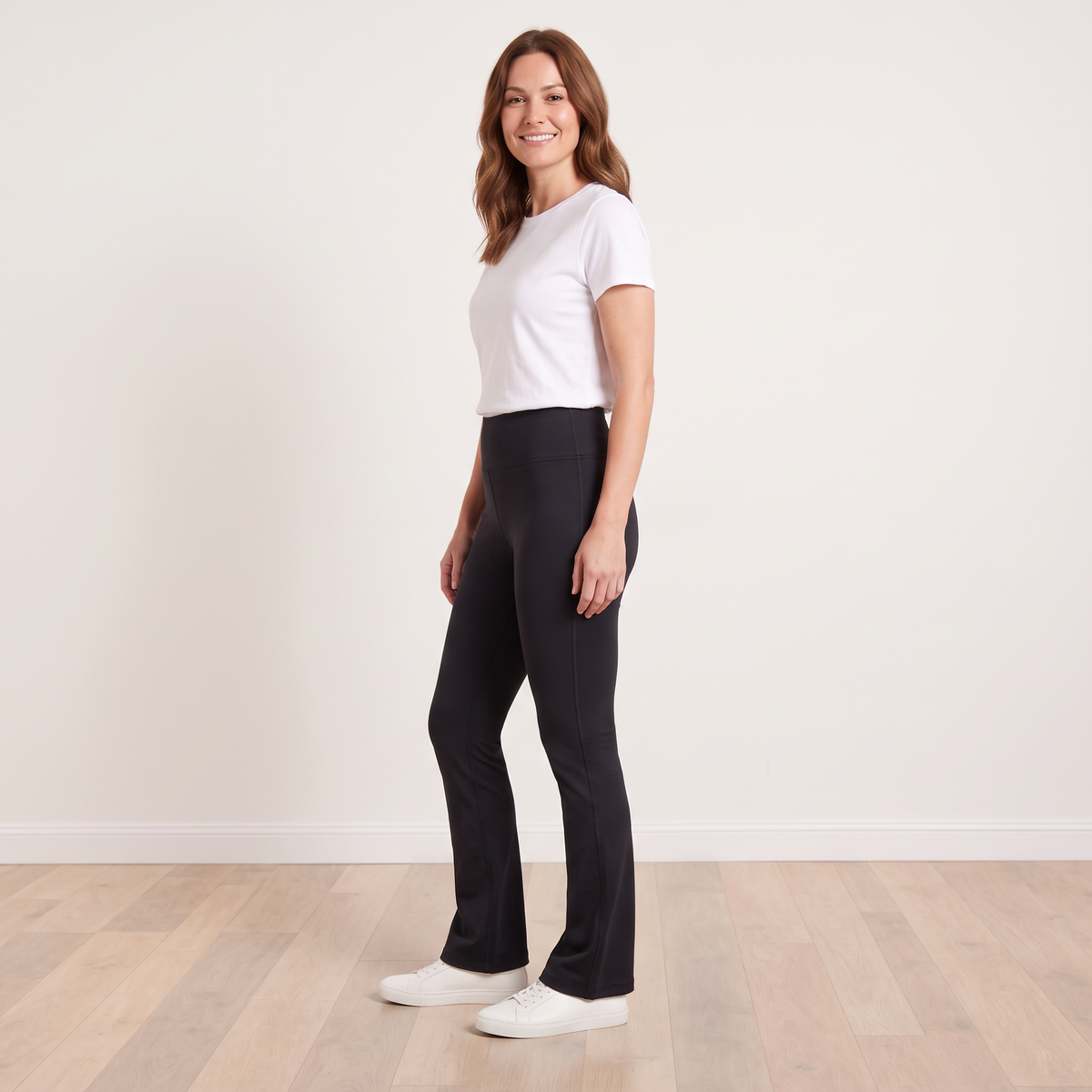Vera Leggings (Black) - Side Profile View on Model Aisling