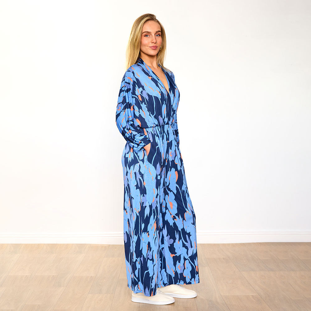 Vogue Jumpsuit (Navy/Orange Abstract)