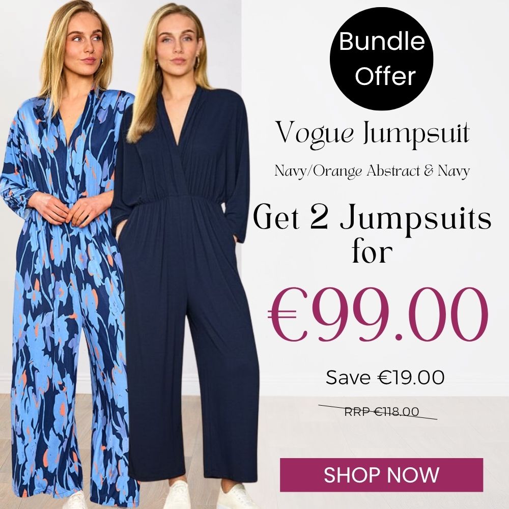 Vogue Jumpsuit (Navy/Orange Abstract & Navy) for €99.00