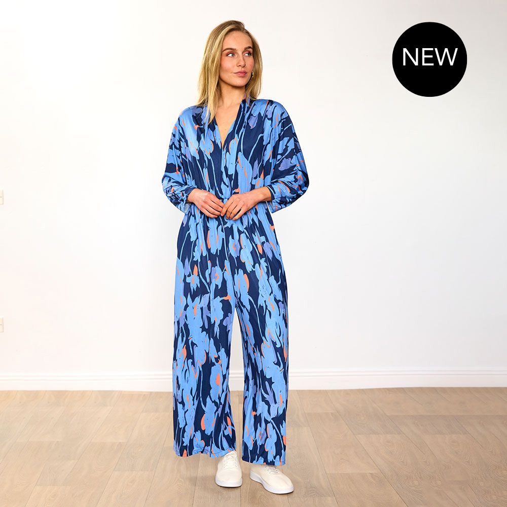 Vogue Jumpsuit (Navy/Orange Abstract)
