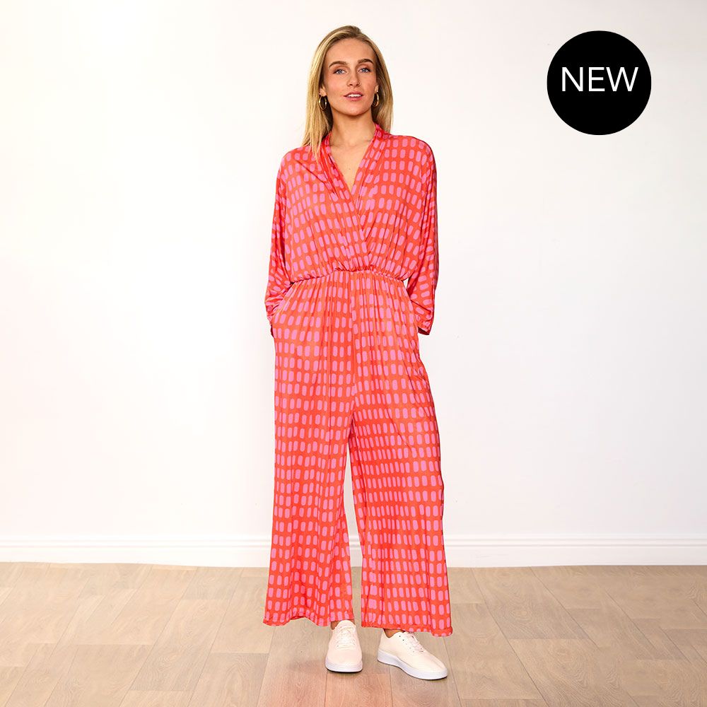 Vogue Jumpsuit (Pink/Red Grid)