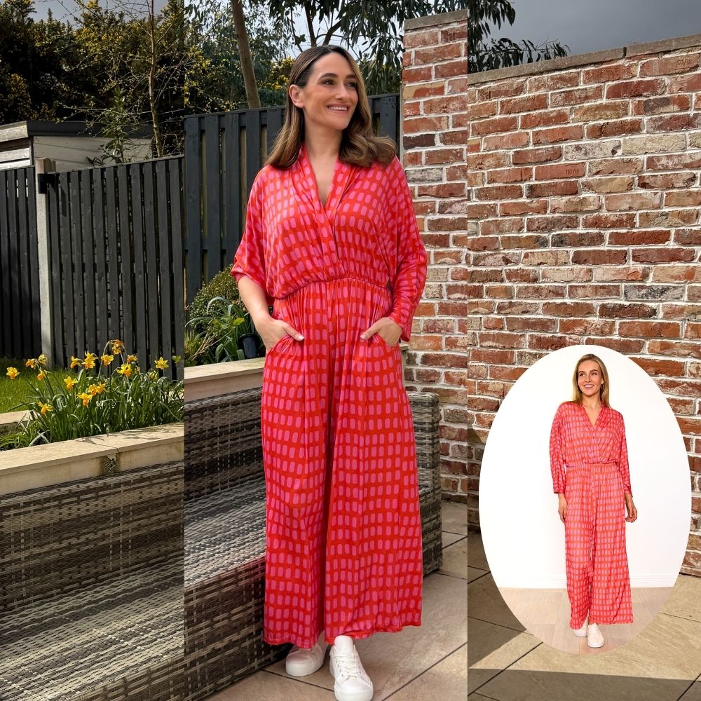 Vogue Jumpsuit (Pink/Red Grid)