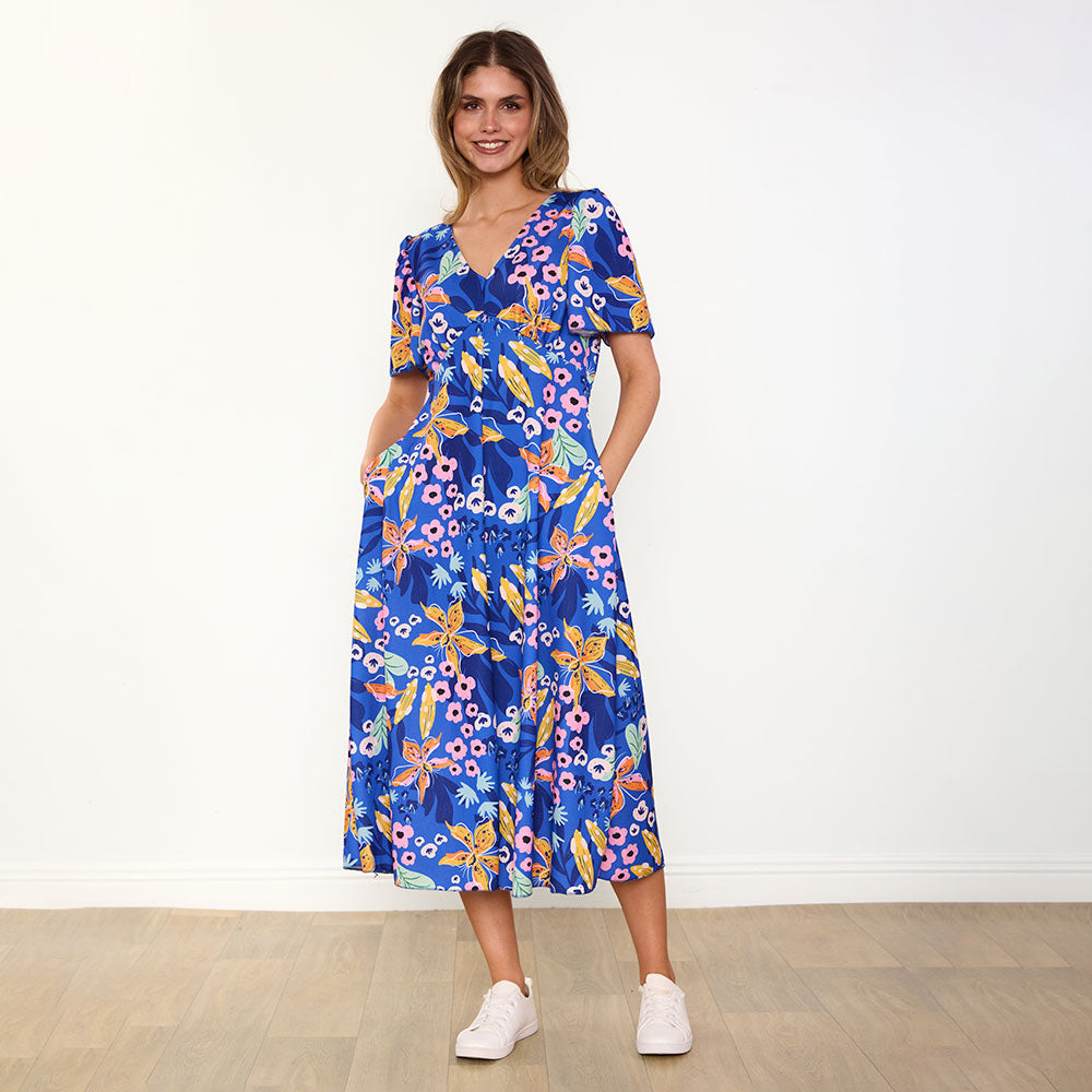 Whitney Dress in navy floral print – women's dress – view 8