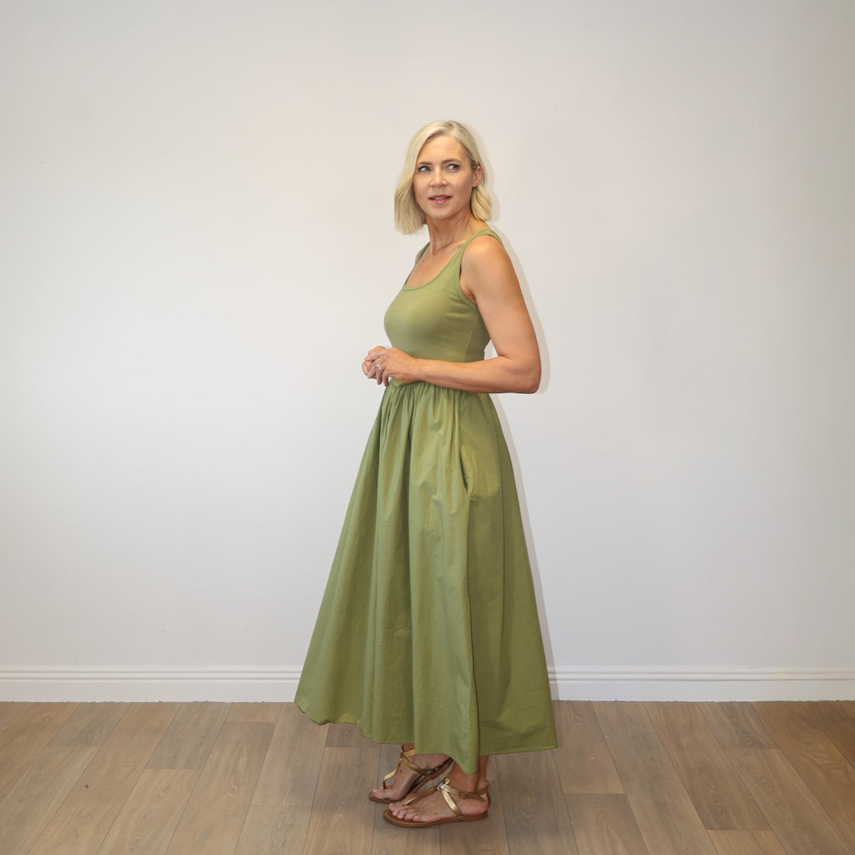 Willow Midi Dress (Olive)