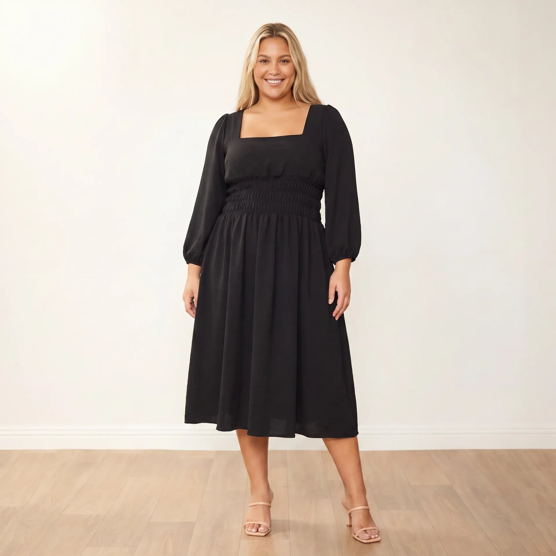 Evelyn Dress Black - Plus Size XXL Front Composed
