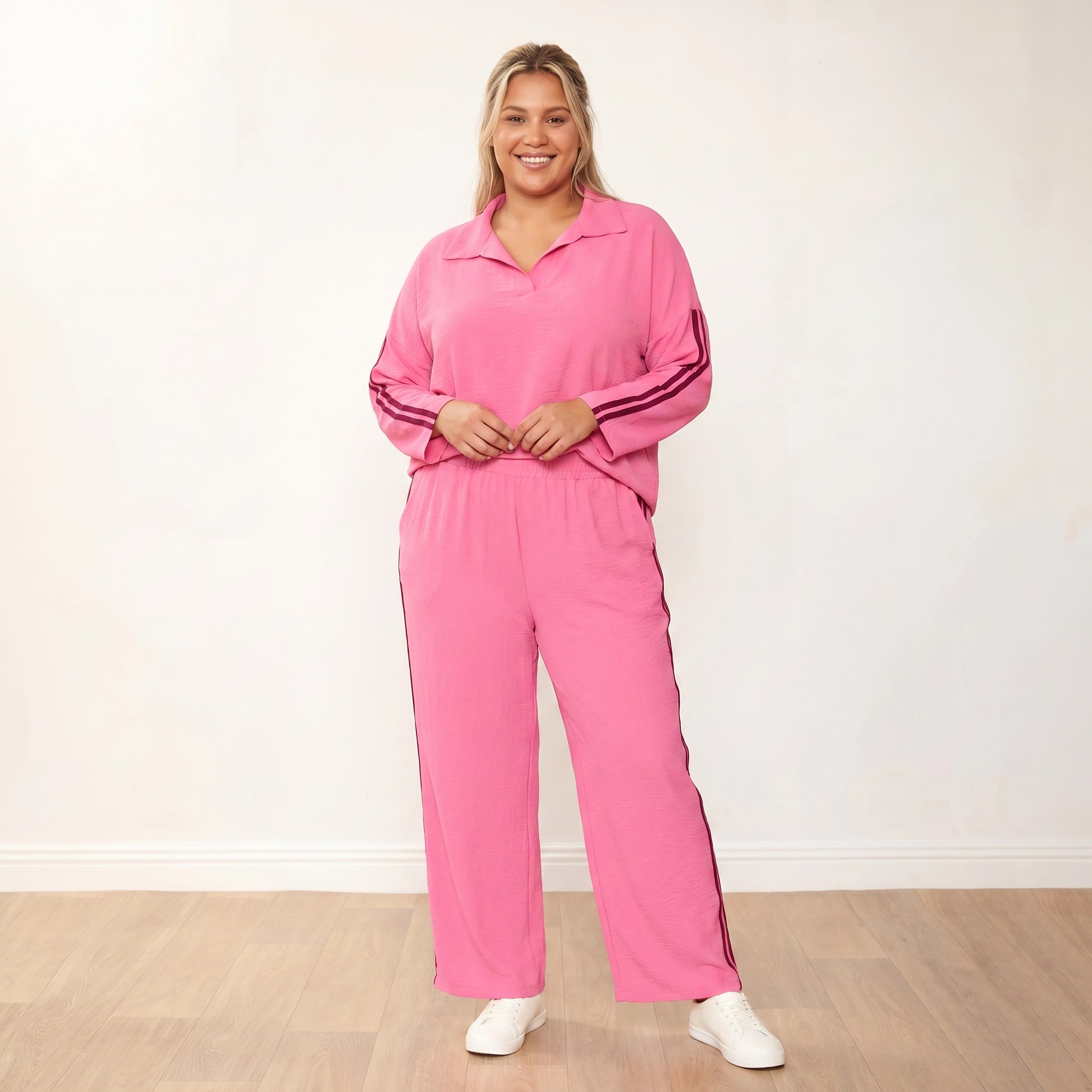 Clara Co-Ord (Pink/Berry) - Plus Size XXL - Front Warm Smile