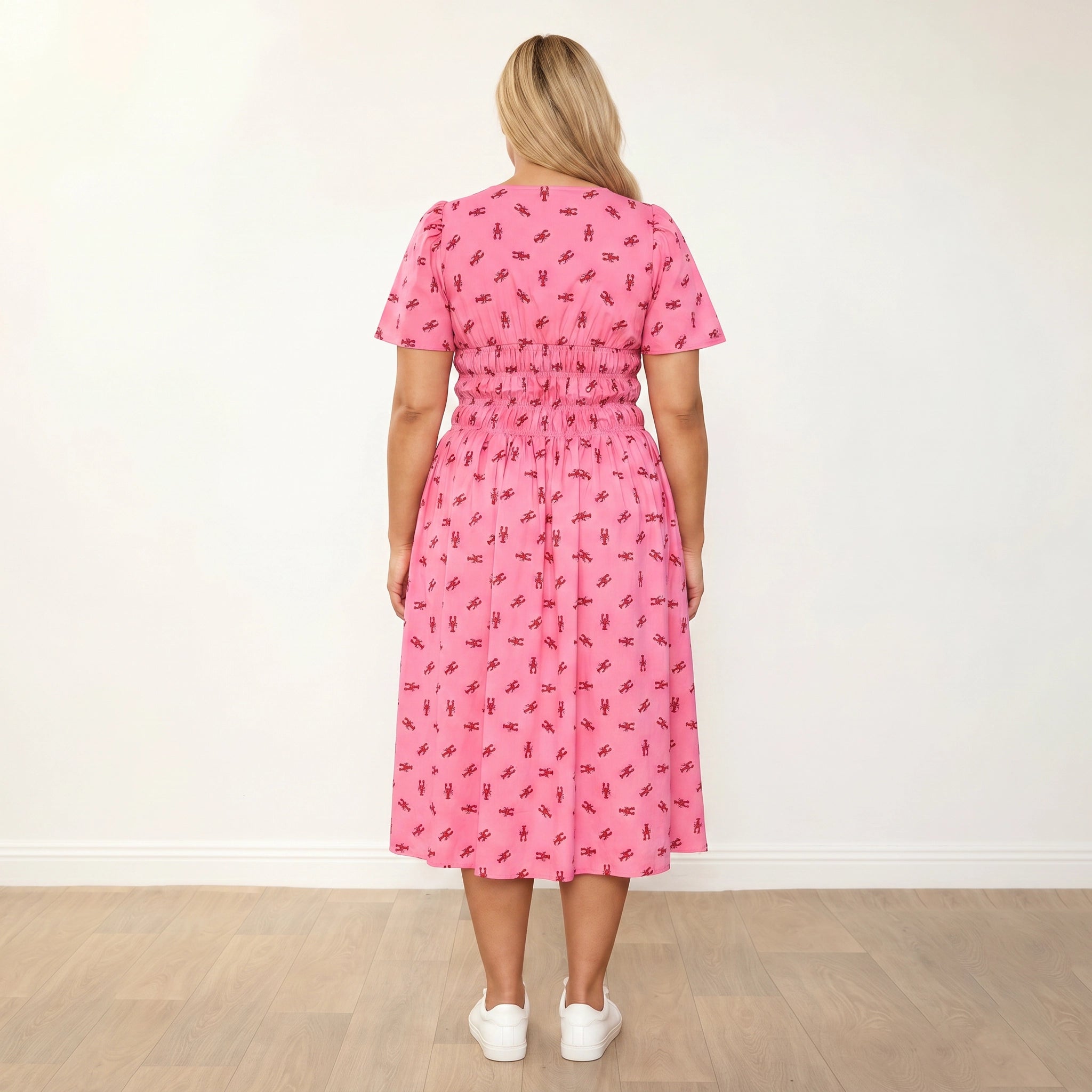 Iris Dress Pink Lobster - Plus Size XXL - Full Back View