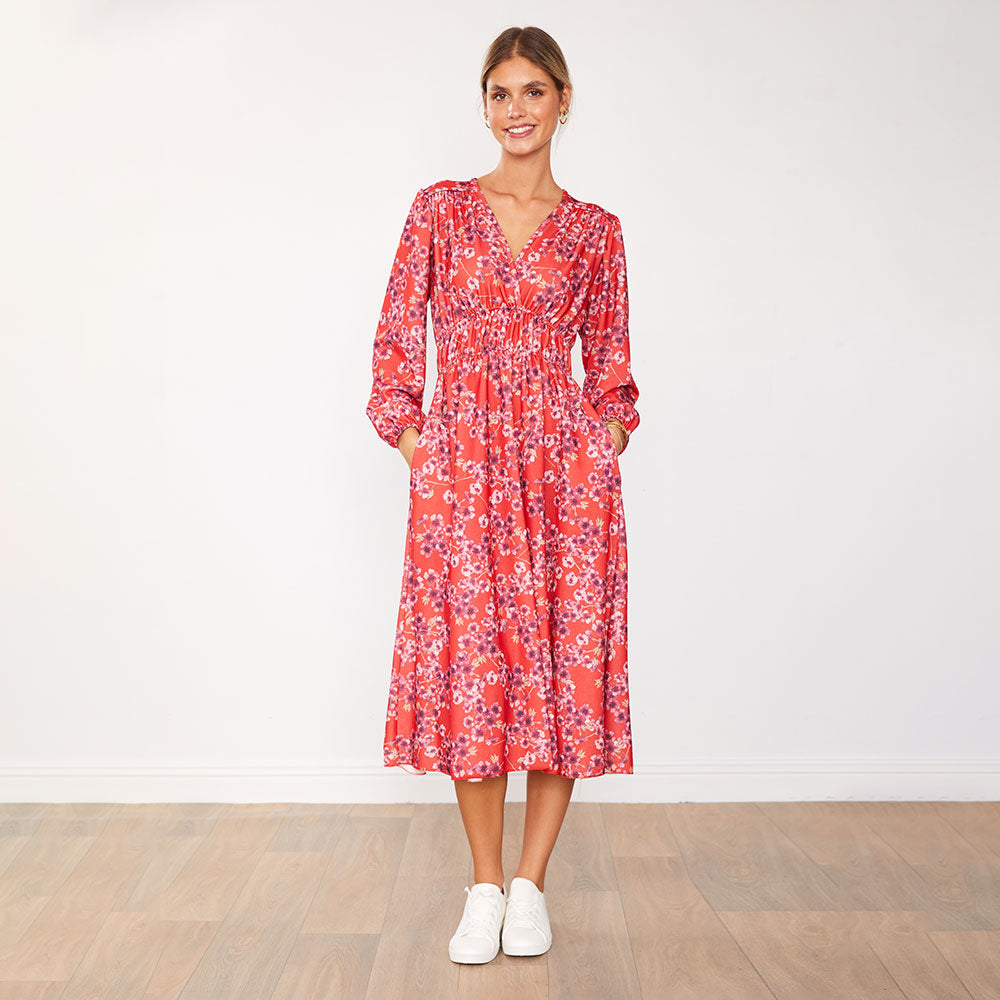 Gina Dress (Red Floral)