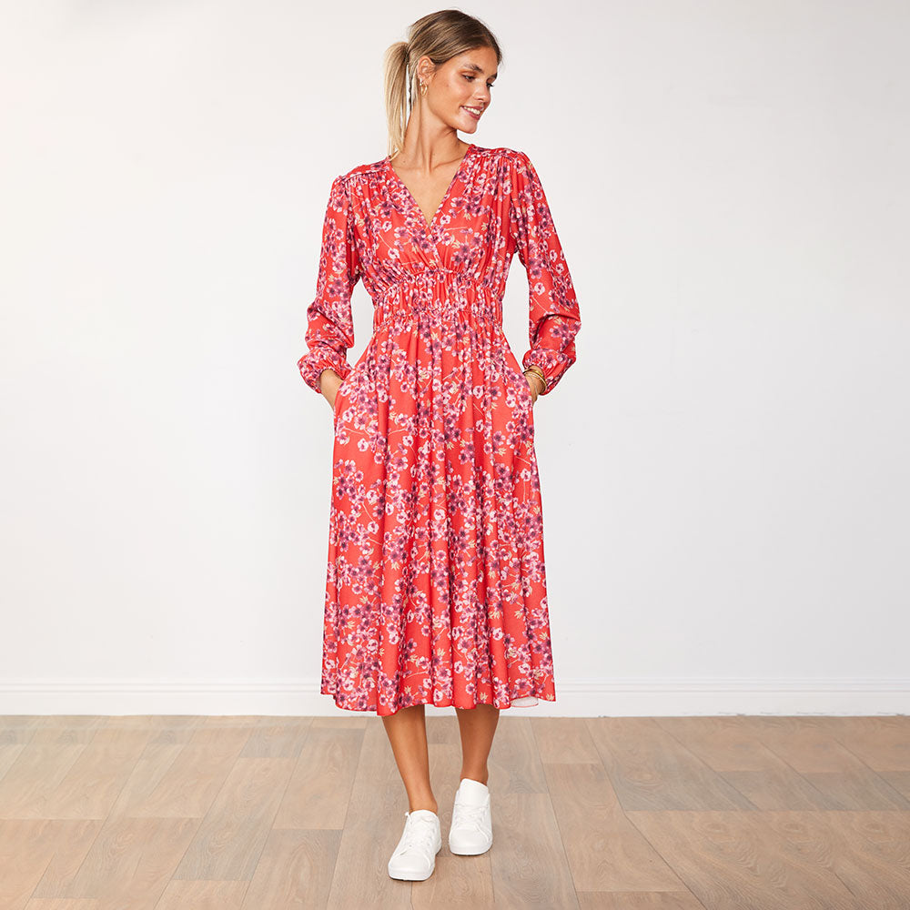 Gina Dress (Red Floral)