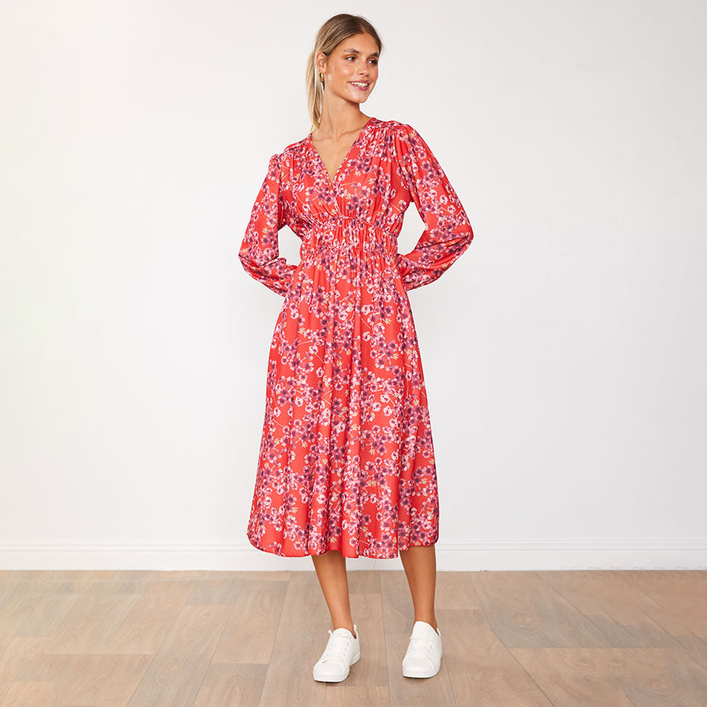 Gina Dress (Red Floral)