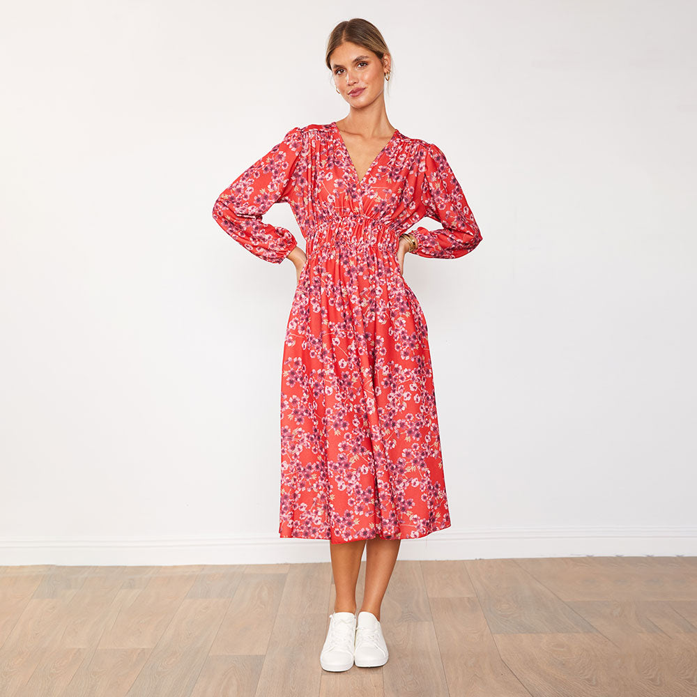 Gina Dress (Red Floral)