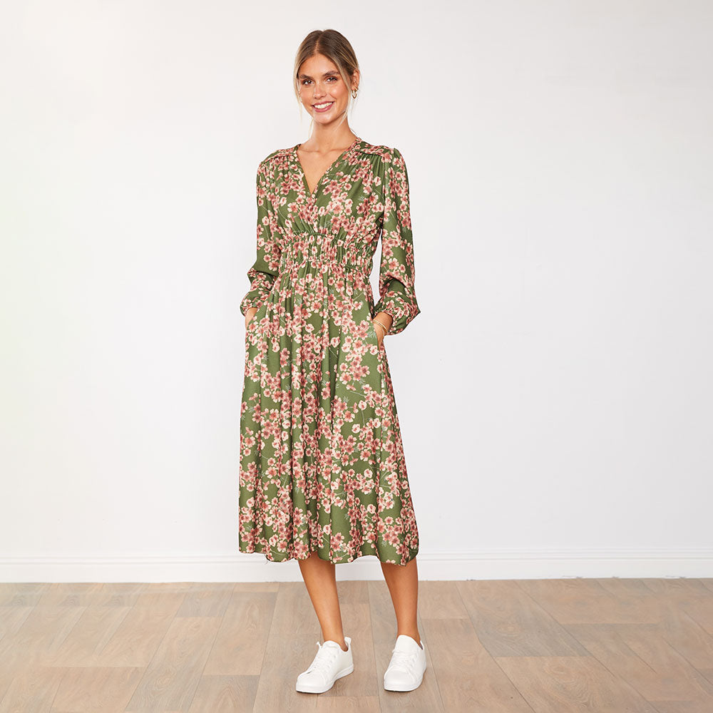 Gina Dress (Olive Floral)