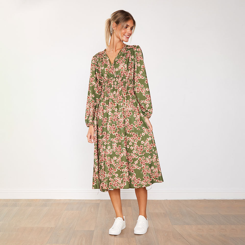 Gina Dress (Olive Floral)