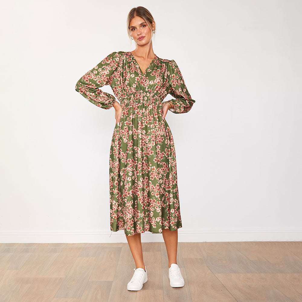 Gina Dress (Olive Floral)