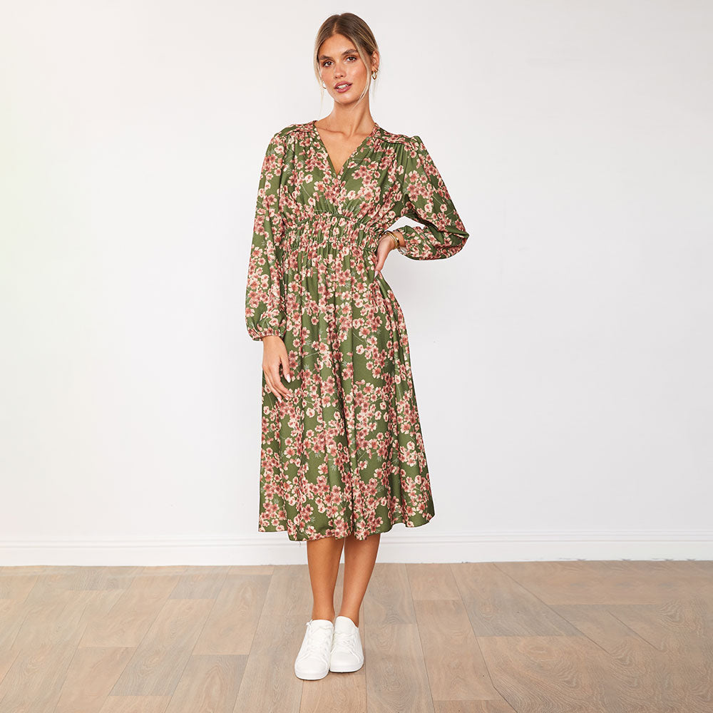 Gina Dress (Olive Floral)