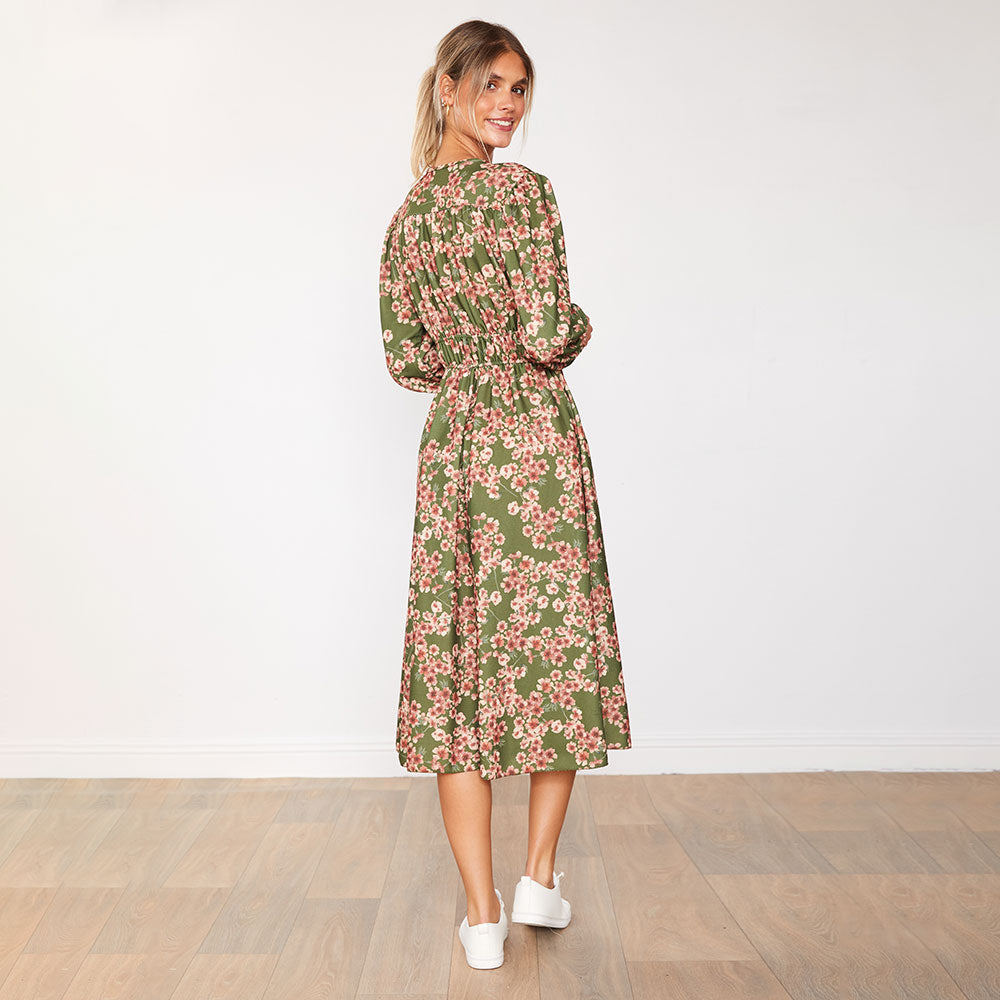 Gina Dress (Olive Floral)