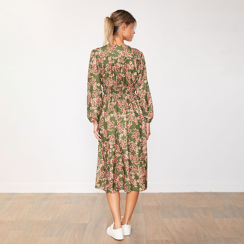 Gina Dress (Olive Floral)