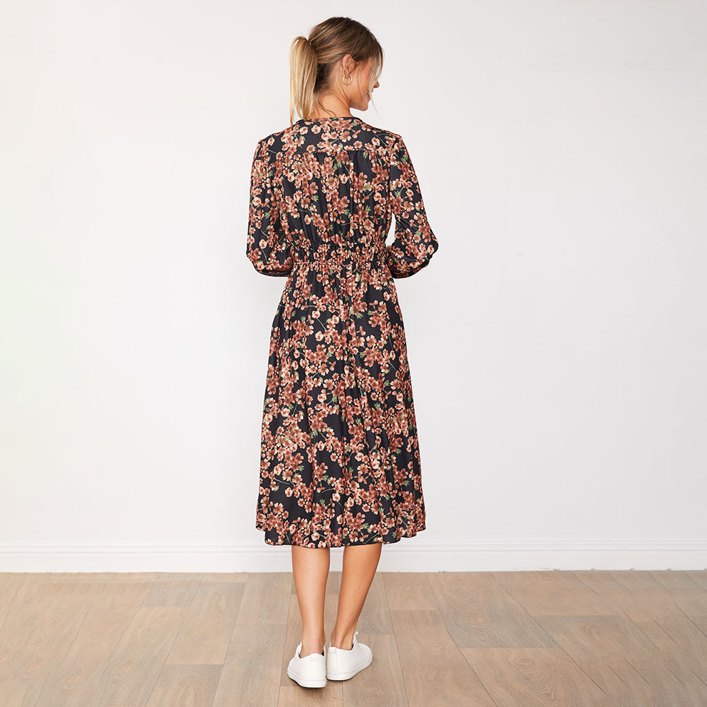 Gina Dress (Black Floral)