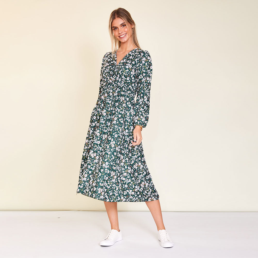 Carrie Dress (Floral Green)