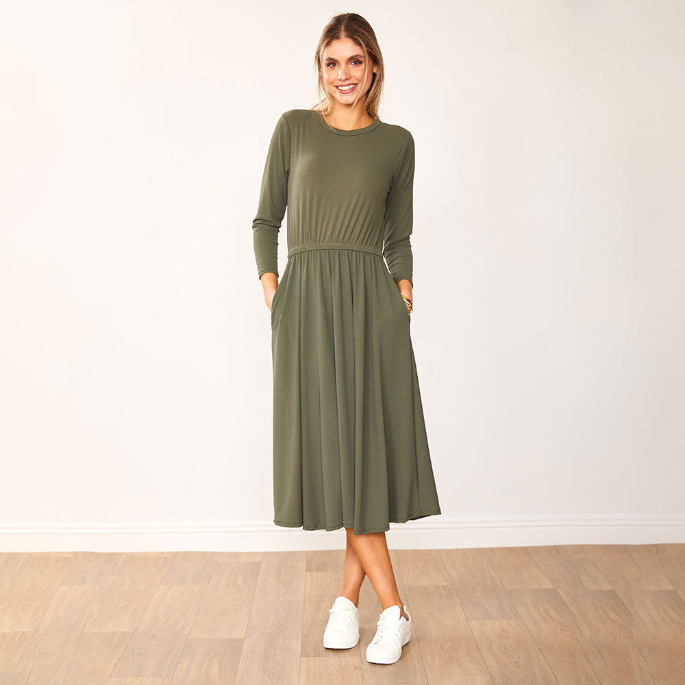 Heidi Dress Khaki & Navy (2 for €68)