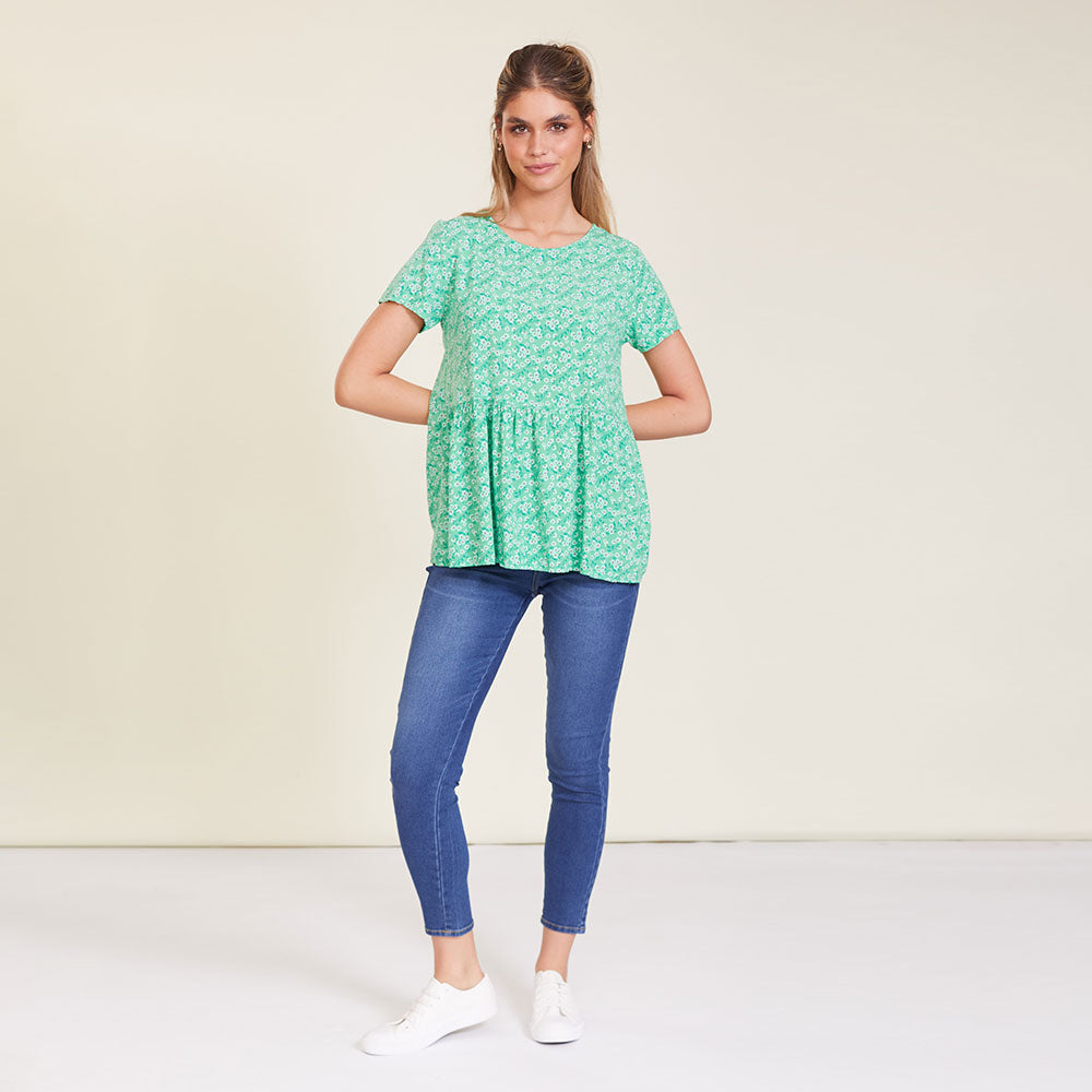 Grace Top (Green Floral)