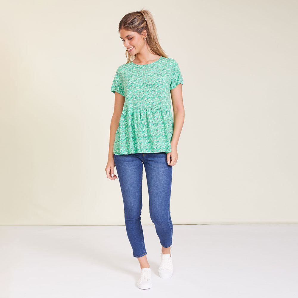 Grace Top (Green Floral)