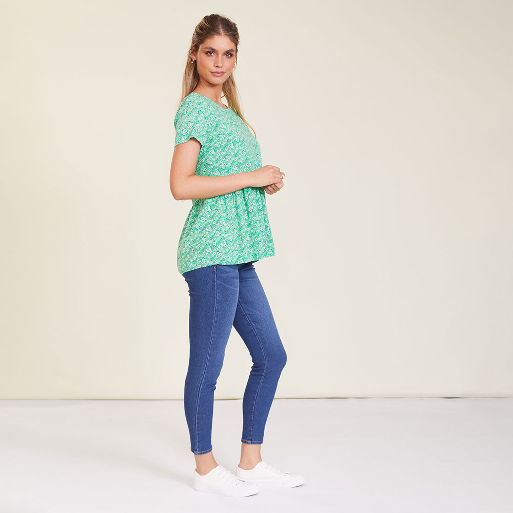 Grace Top (Green Floral)