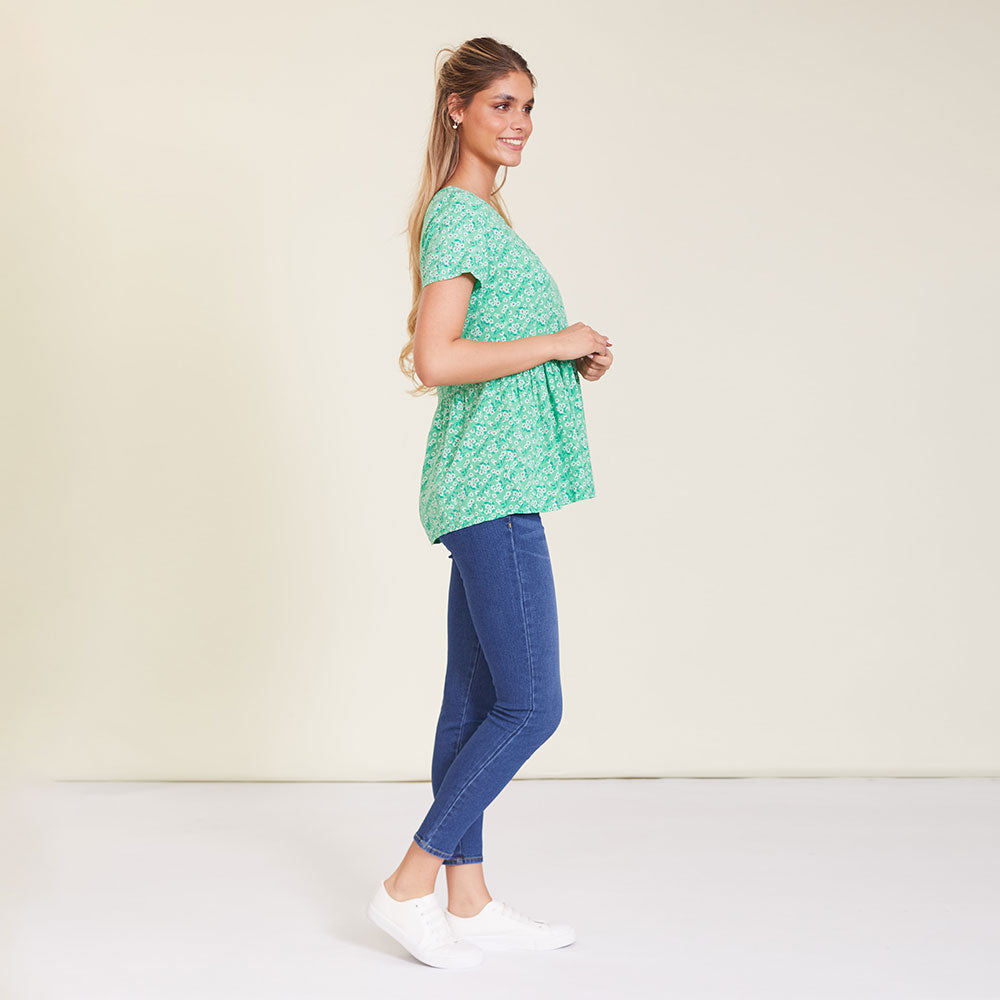 Grace Top (Green Floral)