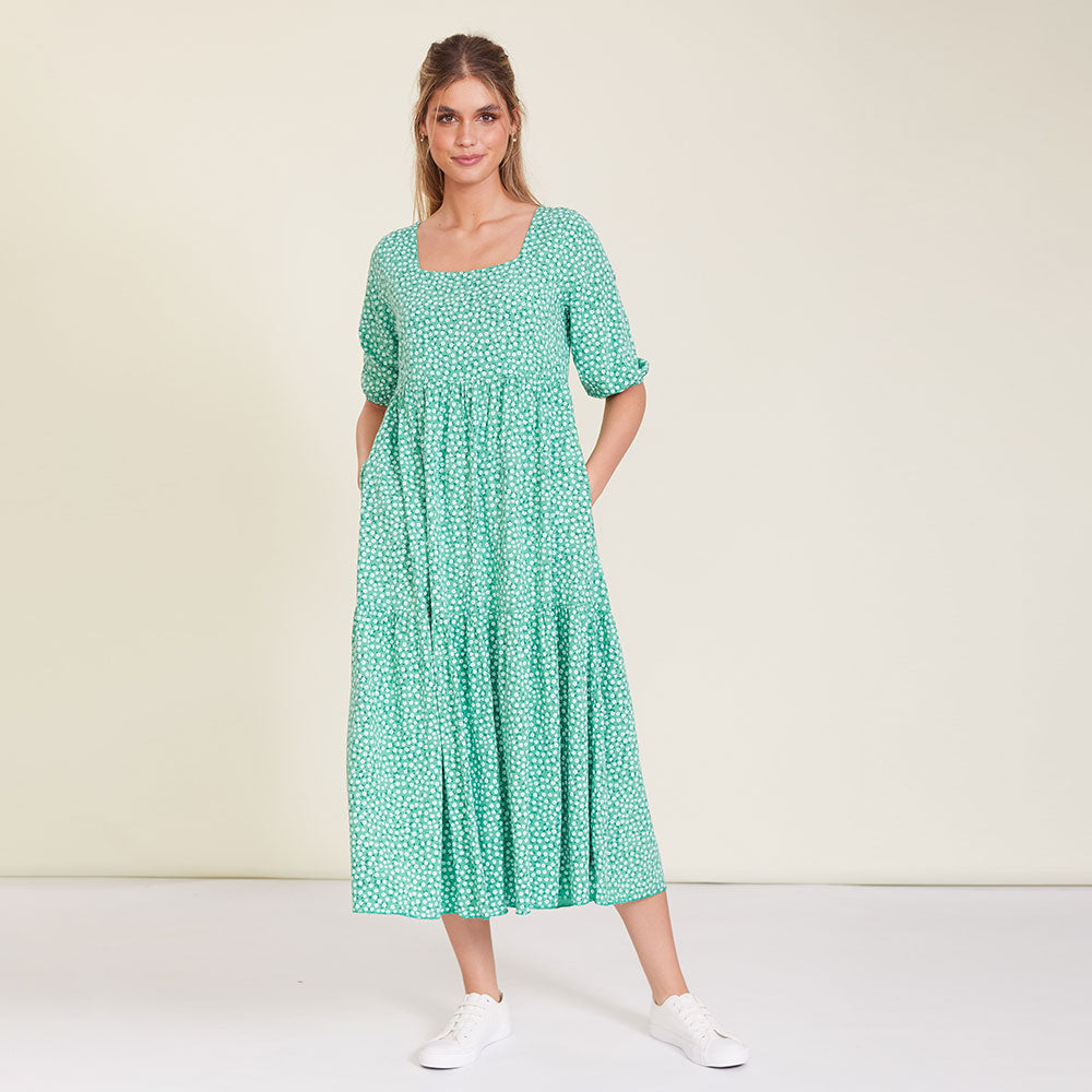 Delta Dress (Green Floral)