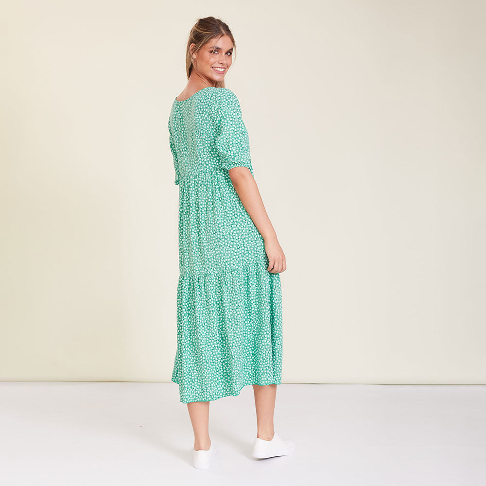 Delta Dress (Green Floral)