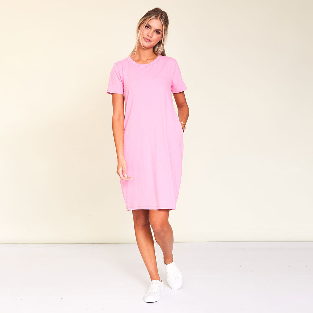 Kinsley T-Shirt Dress (Pink)