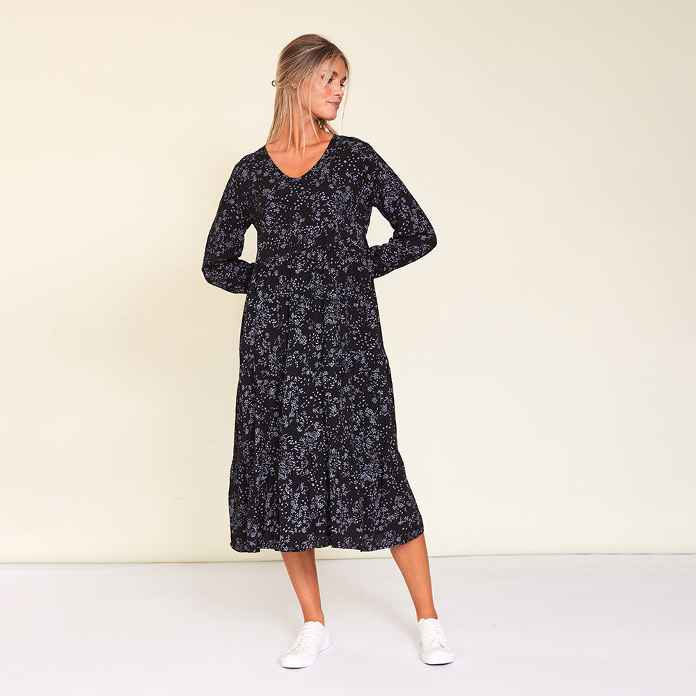 Sofia Dress (Black Floral)