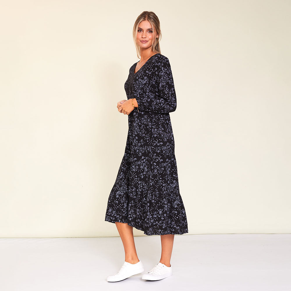 Sofia Dress (Black Floral)