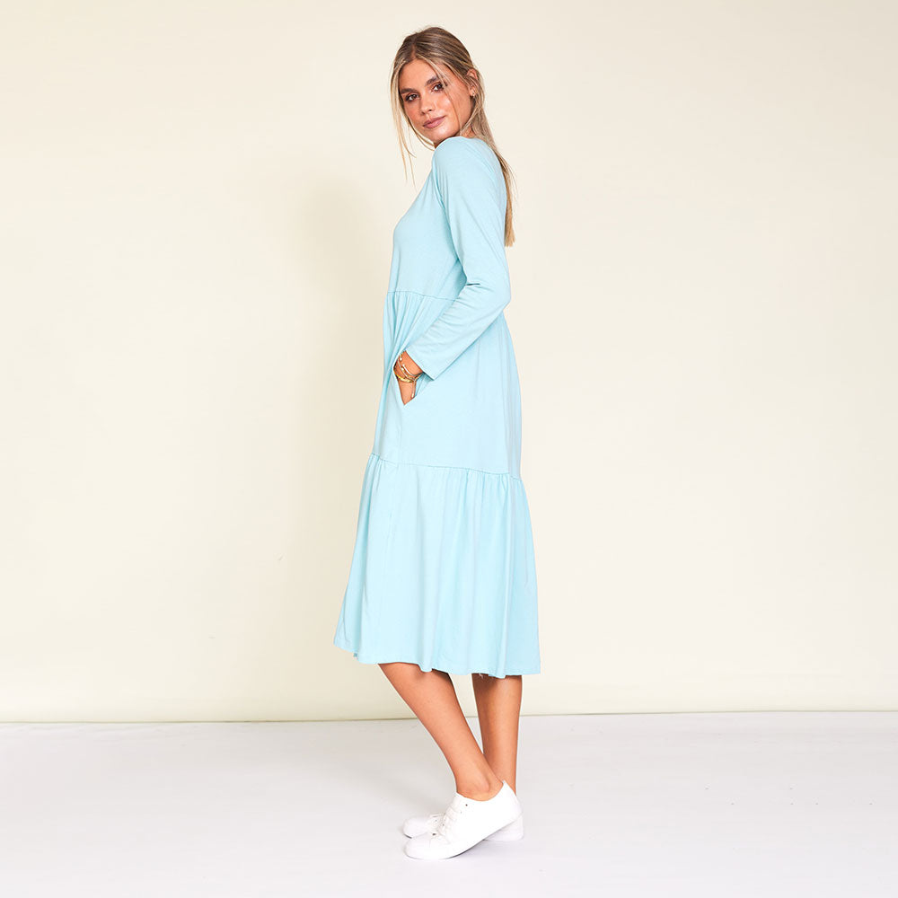 Amber Dress (Aqua) - The Casual Company