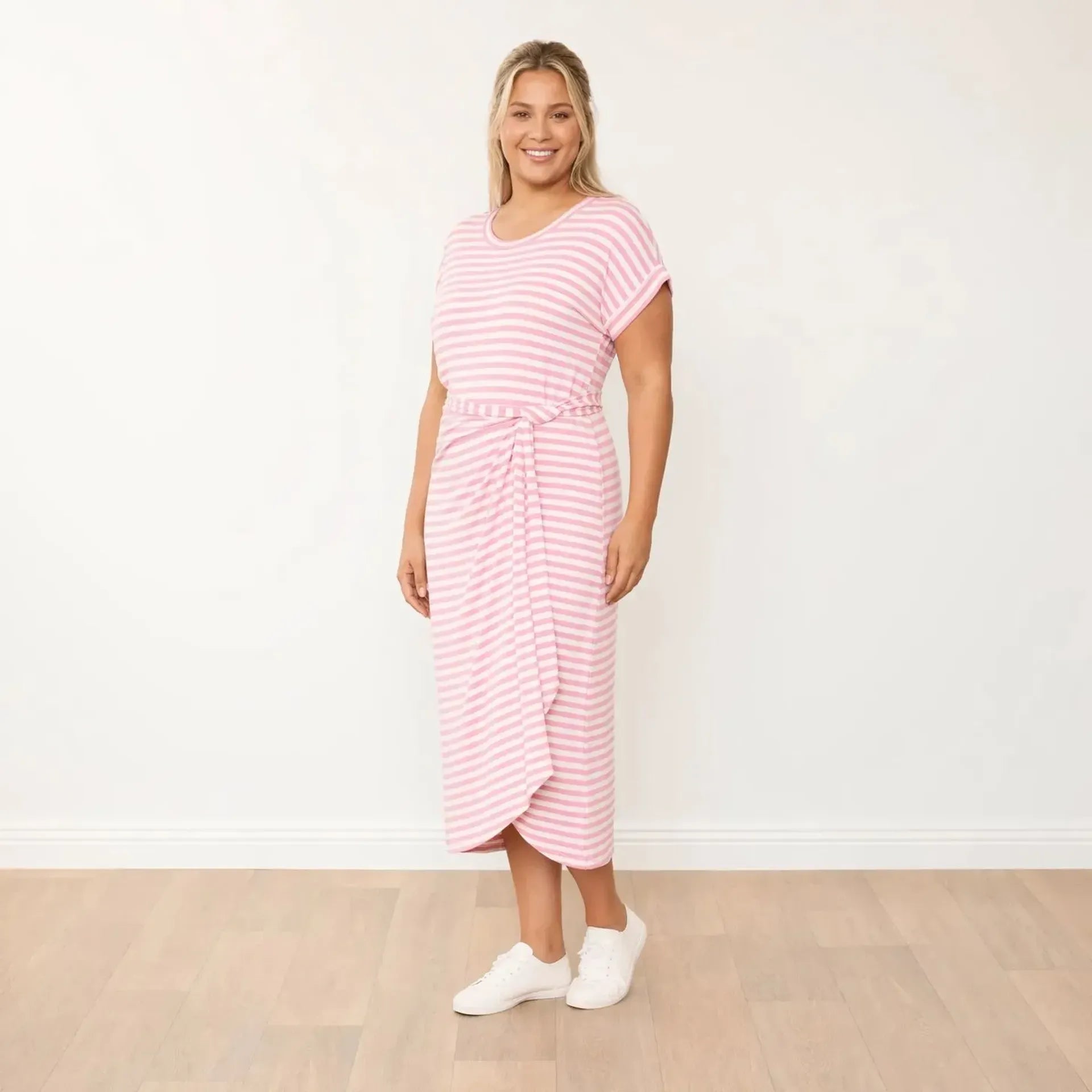 Lenny Dress Pink Stripe - Eliza XXL - 3/4 angle