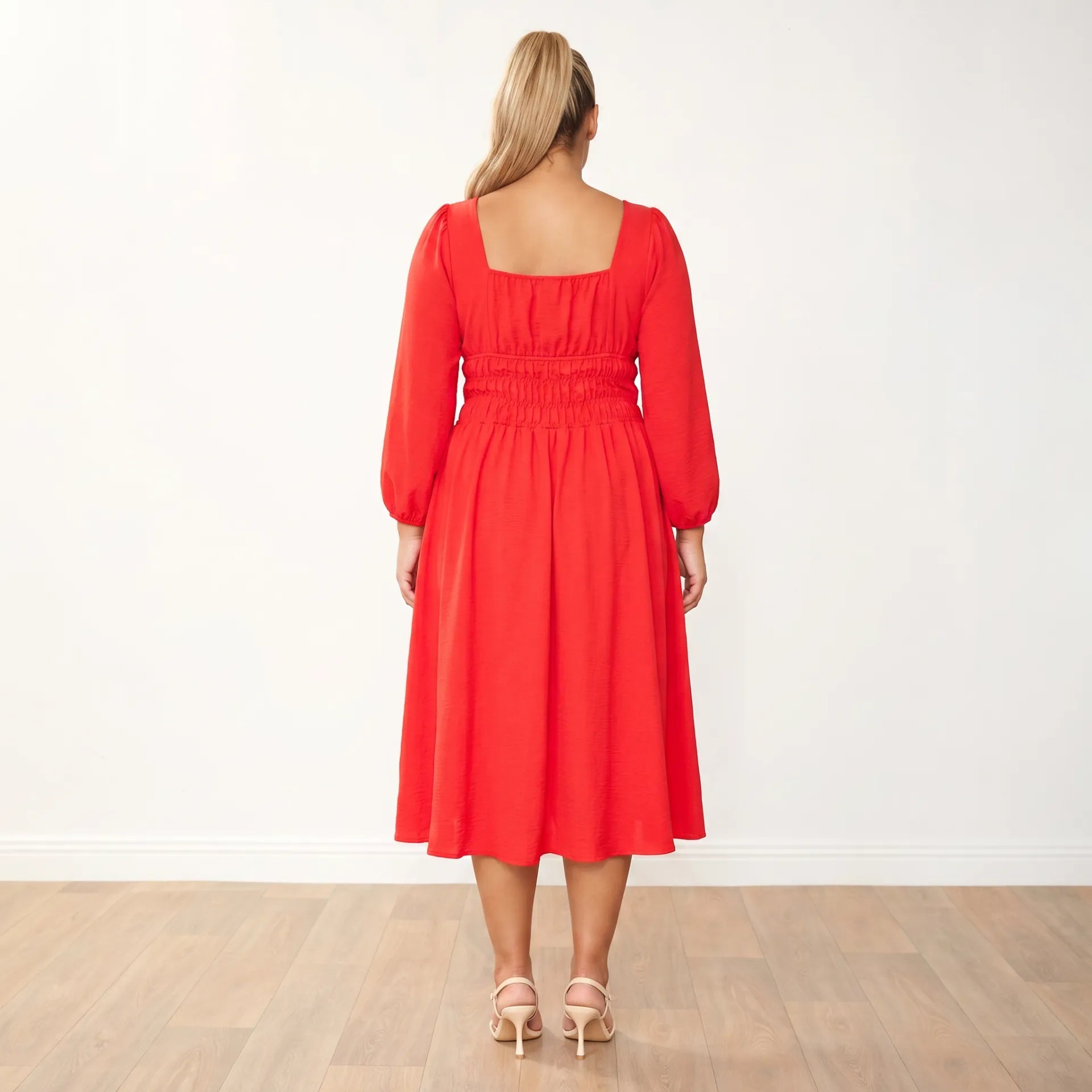 Evelyn Dress Red - Plus Size XXL - Back view