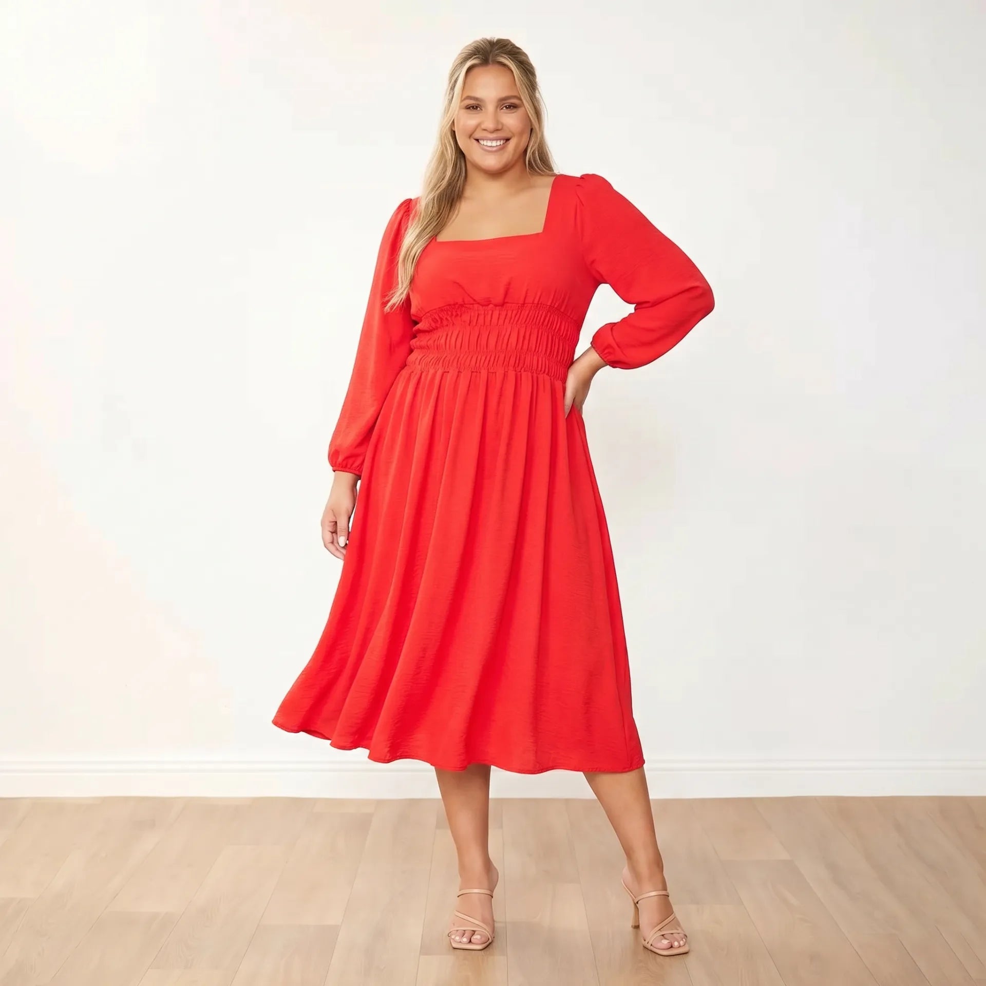 Evelyn Dress Red - Plus Size XXL - Front relaxed stance