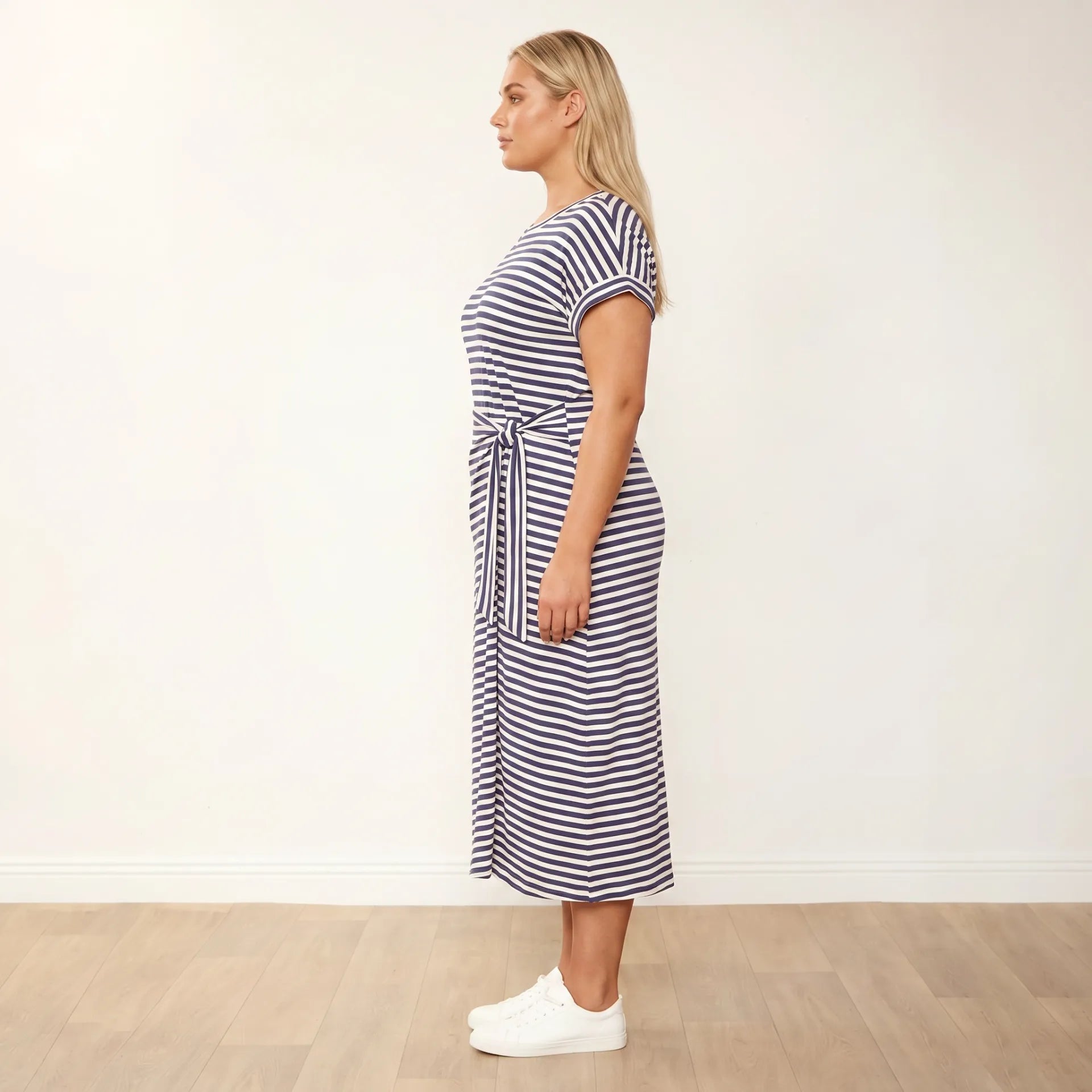 Lenny Dress Blue Stripe - Plus Size XXL - Side profile