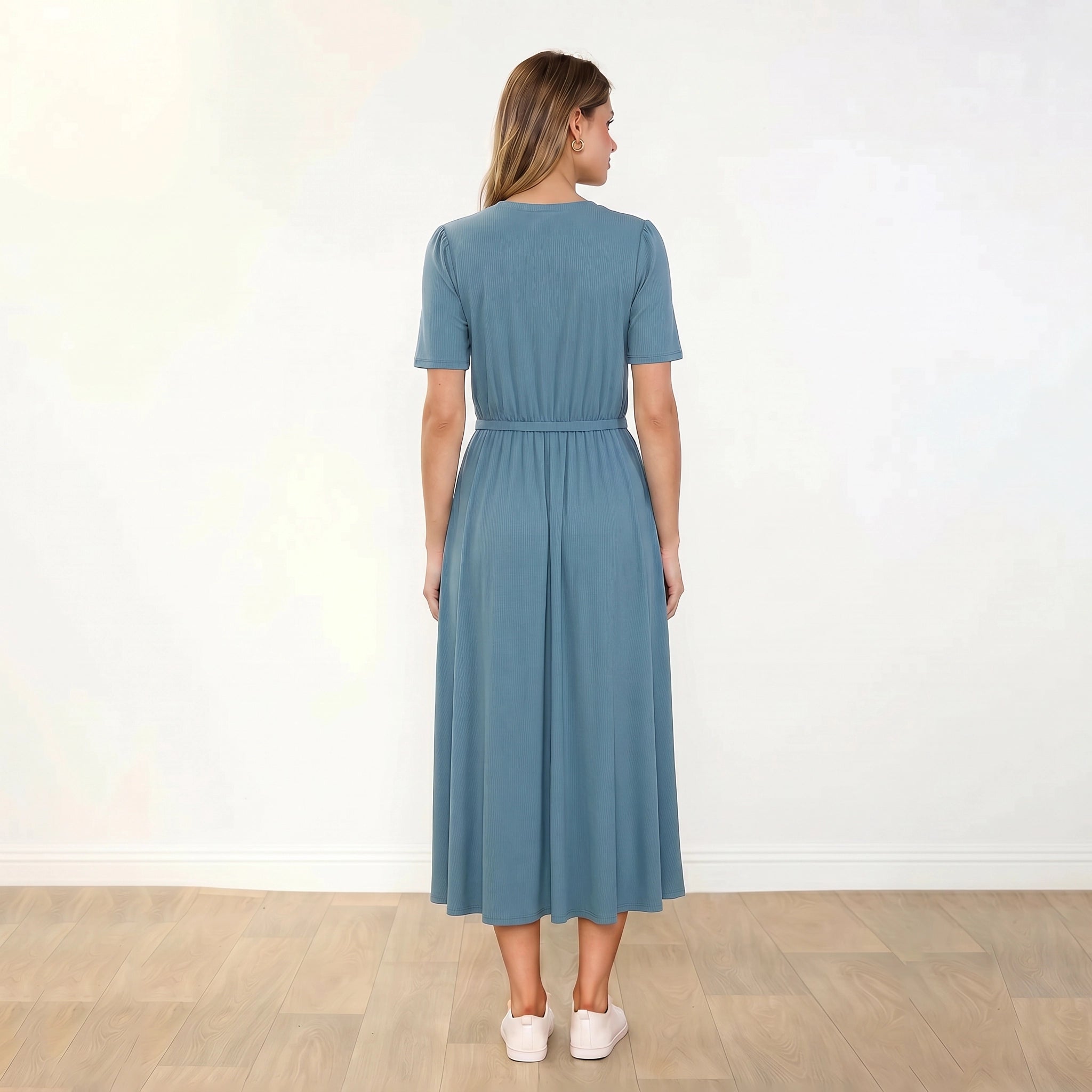 Eilish Dress Blue - Back View